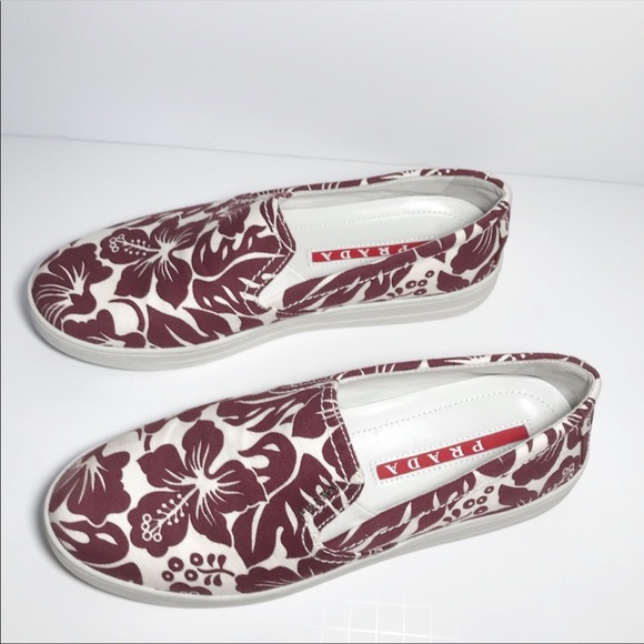 Prada Shoes - SOLD Prada Linea Rossa Floral-Printed Slip-On